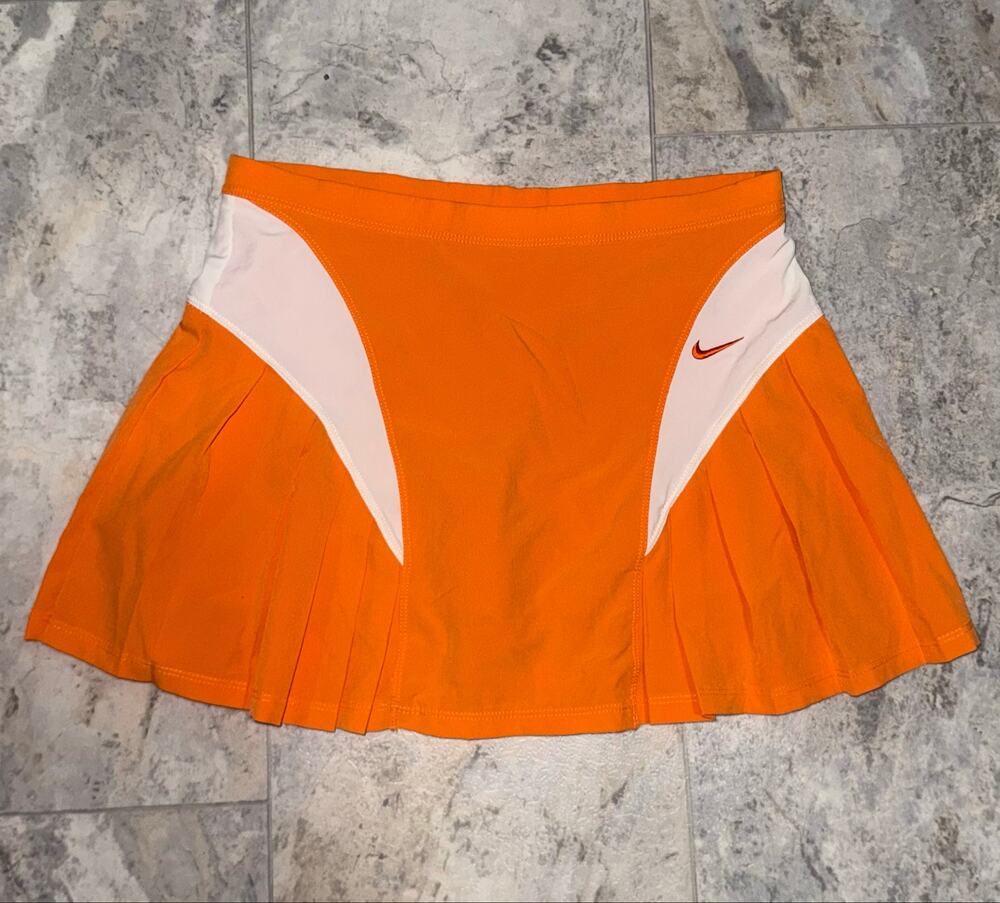 Nike Fit Dry Tennis Skort Women M Orange White Pleated Built In Shorts TN VOLS